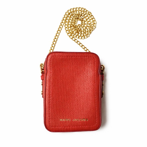 Marc Jacobs Handbags - Marc Jacobs North South Crossbody Bag Savvy Red Pebbled Leather Gold Chain